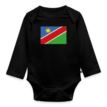 Official Namibia Flag Namibian Country Pride - Organic Longsleeve Baby Bodysuit - black - Front