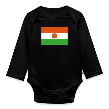 Official Niger Flag Nigerien Country Pride - Organic Longsleeve Baby Bodysuit - black - Front