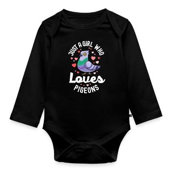 Nur ein Mädchen, das Tauben liebt Vogelliebhaber Watcher - Baby Bio-Langarm-Body - Schwarz - Vorne
