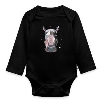 Rhino Polygon Art Animal Géométrie - Body Bébé bio manches longues - noir - Devant