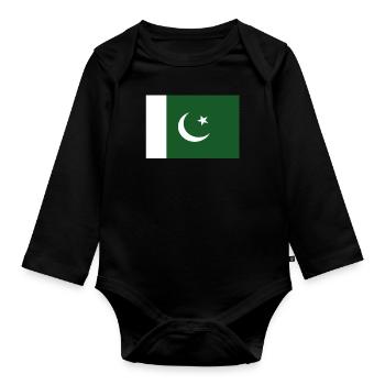 Official Pakistan Flag Pakistani Country Pride - Organic Longsleeve Baby Bodysuit - black - Front