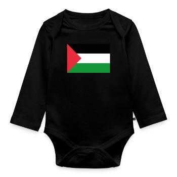 Official Palestine Flag Palestinian Country Pride - Organic Longsleeve Baby Bodysuit - black - Front