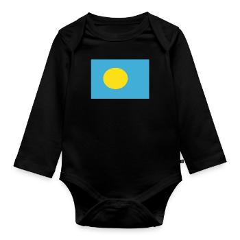 Drapeau officiel des Palaos Fierté du pays des Palaos - Body Bébé bio manches longues - noir - Devant