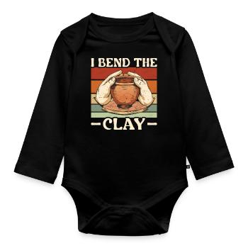 Pottery I Bend The Clay Ceramics - Organic Longsleeve Baby Bodysuit - black - Front