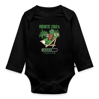Rente 2024 Countdown Läuft Rente 2024 - Baby Bio-Langarm-Body - Schwarz - Vorne