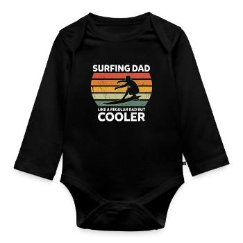 Retro Surfing Dad Like A Regular Dad But Cooler - Organic Longsleeve Baby Bodysuit - black - Front