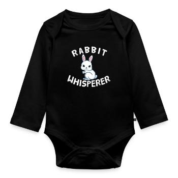 Funny Rabbit Lover Rabbit Whisperer - Organic Longsleeve Baby Bodysuit - black - Front