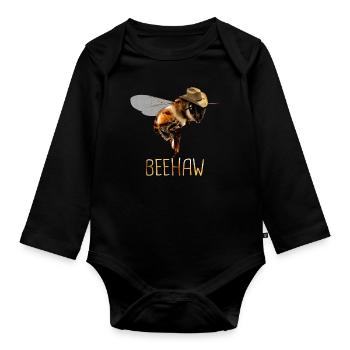Honigbiene Imker Bienen Biene - Baby Bio-Langarm-Body - Schwarz - Vorne