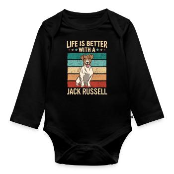 Jack Russell Terrier Dog Dog Owner - Organic Longsleeve Baby Bodysuit - black - Front