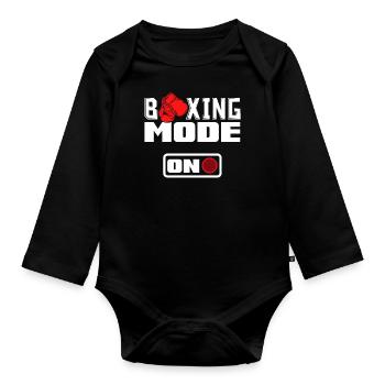 Lustiges Boxen Boxer Geschenk - Baby Bio-Langarm-Body - Schwarz - Vorne
