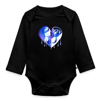 symbole du cœur cicatrices bleues brisées - Body Bébé bio manches longues - noir - Devant