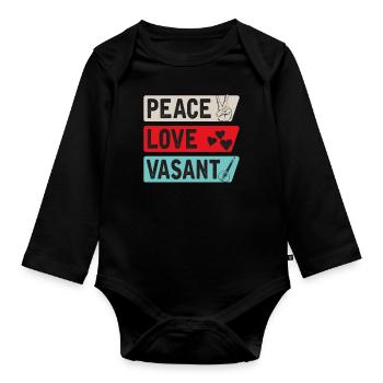 Peace Love Vasant Instrument - Body Bébé bio manches longues - noir - Devant