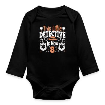 Ce petit détective a maintenant 8 ou 8 ans - Body Bébé bio manches longues - noir - Devant