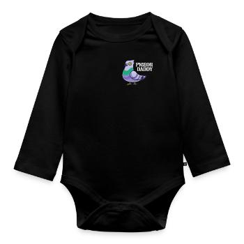 Pigeon Daddy Funny Bird Dad Pigeon Lover Besitzer - Baby Bio-Langarm-Body - Schwarz - Vorne