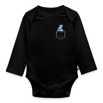 Pigeon Pocket Kinder Jungen Mädchen Vogelbesitzer Liebhaber - Baby Bio-Langarm-Body - Schwarz - Vorne