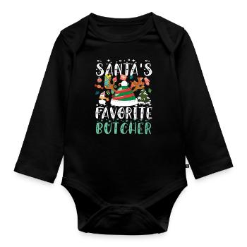 Weihnachtsgeschenk Metzger Fleischer Metzgerei - Baby Bio-Langarm-Body - Schwarz - Vorne