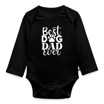 Bester Hundepapa aller Zeiten - Baby Bio-Langarm-Body - Schwarz - Vorne