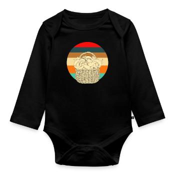 Retro Mushrooms Funny Mushroom Picker Gift - Organic Longsleeve Baby Bodysuit - black - Front