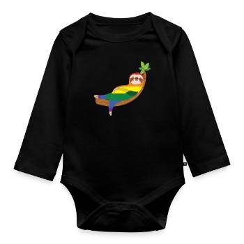 Pride Sloth - Organic Longsleeve Baby Bodysuit - black - Front