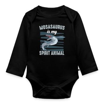Mosasaurus Dinosaure Reptile Jurassique - Body Bébé bio manches longues - noir - Devant