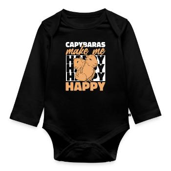 Capybara Rongeur Animal - Body Bébé bio manches longues - noir - Devant