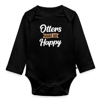 Otter Sea Otter - Organic Longsleeve Baby Bodysuit - black - Front