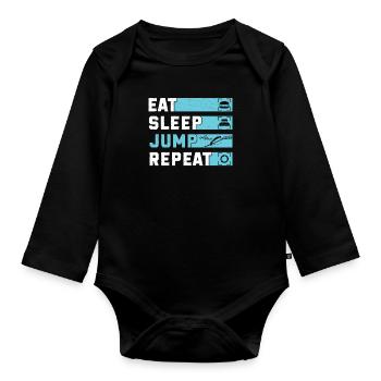 Eat Sleep Jump Repeat Bagues de ski amusantes - Body Bébé bio manches longues - noir - Devant