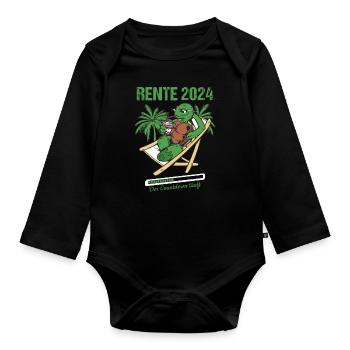 Rente 2024 Der Countdown Läuft Rente 2024 - Baby Bio-Langarm-Body - Schwarz - Vorne