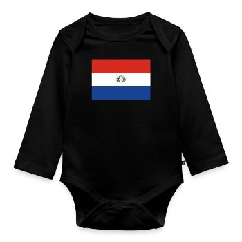 Official Paraguay Flag Paraguayan Country Pride - Organic Longsleeve Baby Bodysuit - black - Front