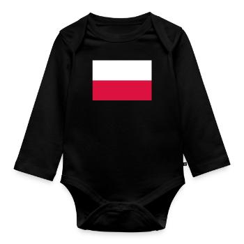 Drapeau officiel de la Pologne Fierté du pays polonais - Body Bébé bio manches longues - noir - Devant