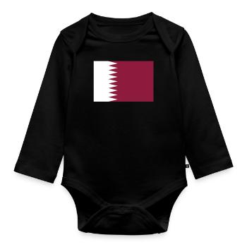 Official Qatar Flag Qatari Country Pride - Organic Longsleeve Baby Bodysuit - black - Front