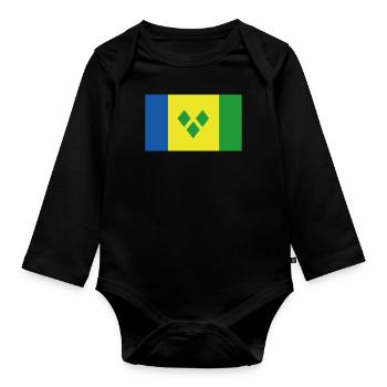 Drapeau officiel de Saint-Vincent Pays Vincentien - Body Bébé bio manches longues - noir - Devant