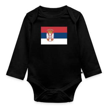 Drapeau officiel de la Serbie Serbe Serbe Country Pride - Body Bébé bio manches longues - noir - Devant
