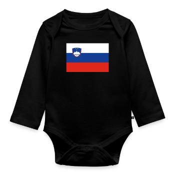Drapeau officiel de la Slovénie Pays slovène - Body Bébé bio manches longues - noir - Devant