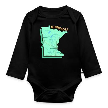 Karte von Minnesota Design für stolze Minnesotaner - Baby Bio-Langarm-Body - Schwarz - Vorne