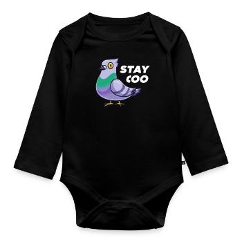 Stay Coo Funny Pigeon Shirt Vogelliebhaber Besitzer - Baby Bio-Langarm-Body - Schwarz - Vorne