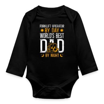 Certified Forklift Truck Operator - Organic Longsleeve Baby Bodysuit - black - Front