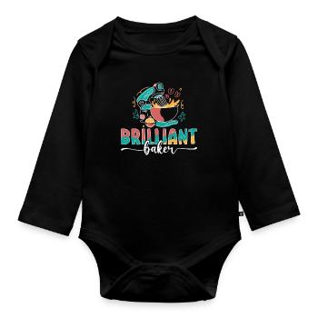 Boulanger Brilliant Cupcake Boulangerie Chef Gâteau - Body Bébé bio manches longues - noir - Devant