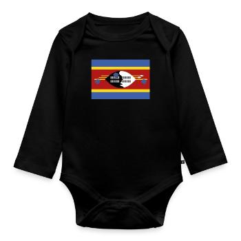 Offizielle Swasiland Flagge Swazi Country Pride - Baby Bio-Langarm-Body - Schwarz - Vorne