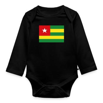 Drapeau officiel du Togo Fierté du pays togolais - Body Bébé bio manches longues - noir - Devant