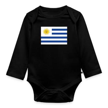 Official Uruguay Flag Uruguayan Country Pride - Organic Longsleeve Baby Bodysuit - black - Front