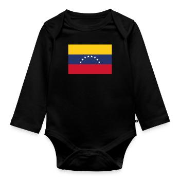 Official Venezuela Flag Venezuelan Country Pride - Organic Longsleeve Baby Bodysuit - black - Front