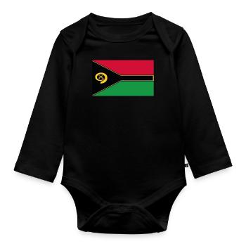 Offizielle Vanuatu Flagge Vanuatuan Country Pride - Baby Bio-Langarm-Body - Schwarz - Vorne