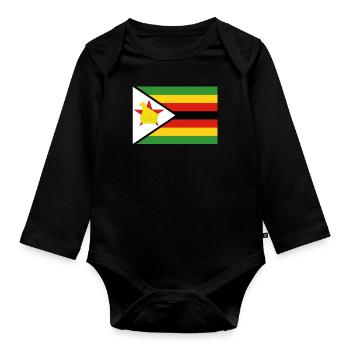 Drapeau officiel du Zimbabwe Zimbabwe Country Pride - Body Bébé bio manches longues - noir - Devant