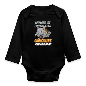 Chinchilla ist fast perfekt Wollmaus - Baby Bio-Langarm-Body - Schwarz - Vorne