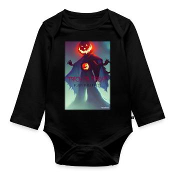Halloween Kürbis Monster - Süßes oder Saures - Baby Bio-Langarm-Body - Schwarz - Vorne