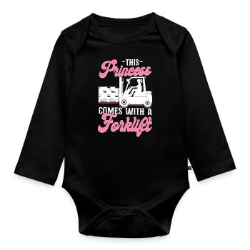 Certified Forklift Truck Operator - Organic Longsleeve Baby Bodysuit - black - Front