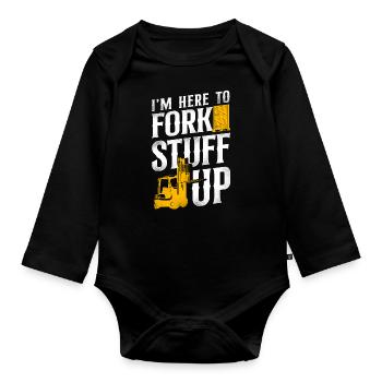 Certified Forklift Truck Operator - Organic Longsleeve Baby Bodysuit - black - Front