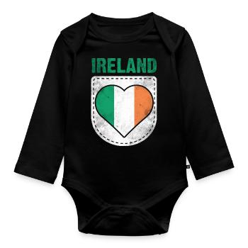 Irlande Drapeau Irlandais - Body Bébé bio manches longues - noir - Devant