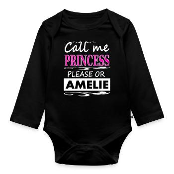 Je m’appelle Amélie Je suis Amélie Fille Gift - Body Bébé bio manches longues - noir - Devant